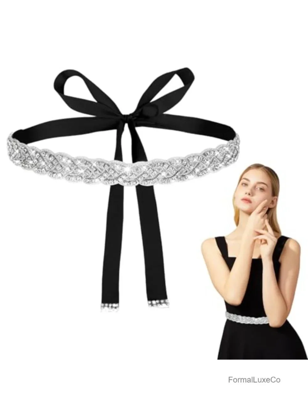 Handcrafted Rhinestone Belt, Sparkly Bridal Sash, Formal Waist Belt for Wedding